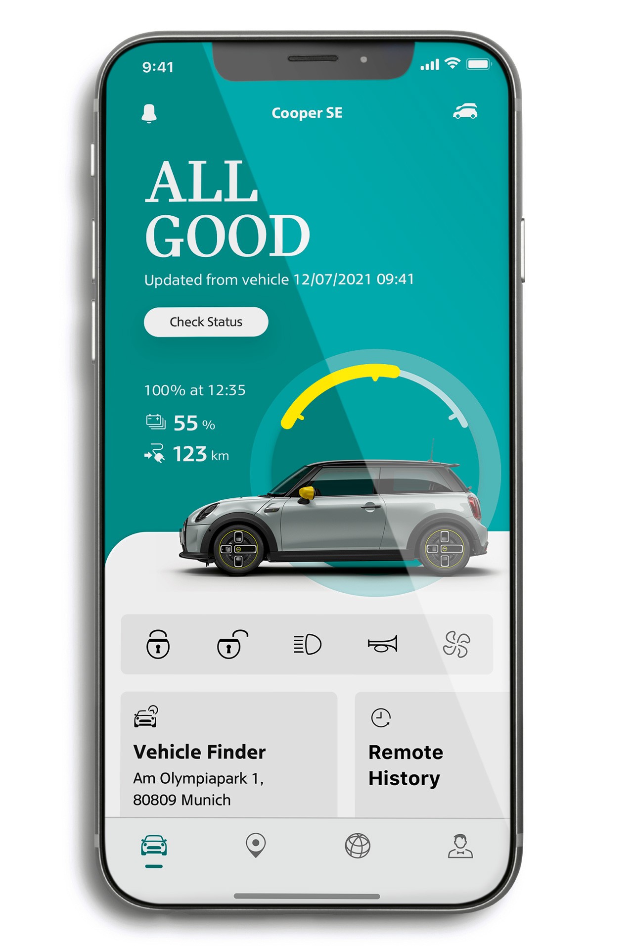 mini connected – mini app – καρτέλα αυτοκινήτου